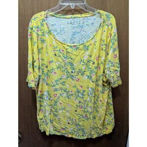 Ann Taylor Loft Yellow Floral T-shirt